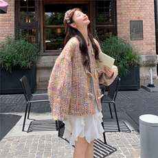 现货！彩色编制牛角扣小香风外套B208-9077-P160K238，女装短外套，浙宝208
