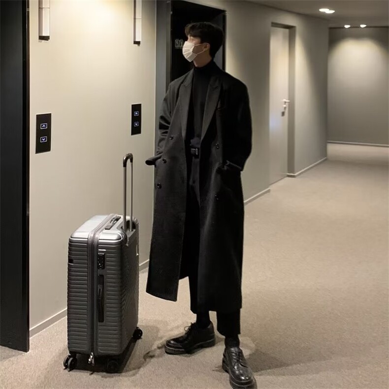 现货长款毛呢大衣男秋冬季韩版英伦风宽松保暖呢子潮流百搭情侣风，男装毛呢大衣，星座218-1（原230）