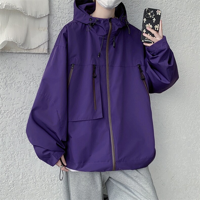 中性风工装冲锋衣男高品纯色宽松夹克外套DSA157B-J91-P60,男装夹克,电商A157B
