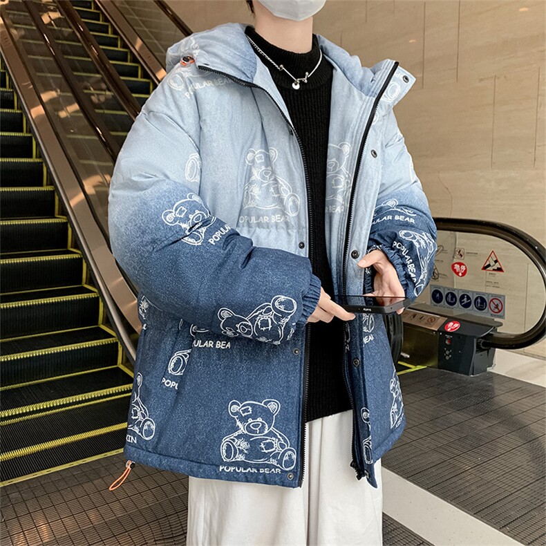 港风外景21冬新款卡通满印立领面包服棉衣外套G3007-P105控125,男装棉衣,星座914-3