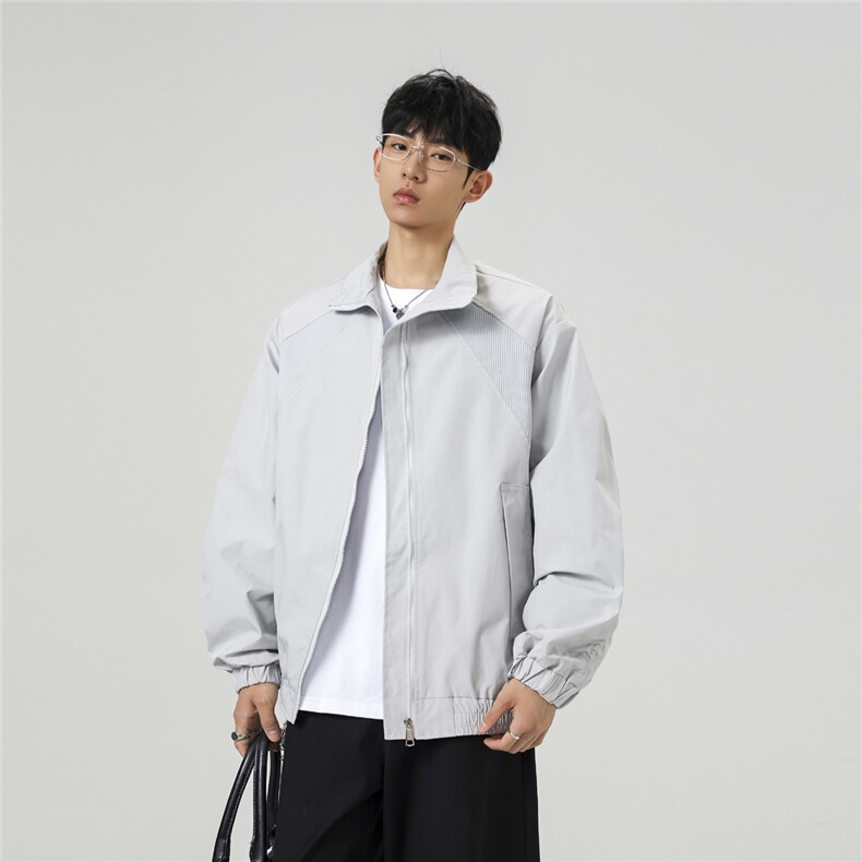 美式罗纹拼接袖子褶皱大码M-5XL教练夹克男JK78056P69控105,男装夹克,星座226-1