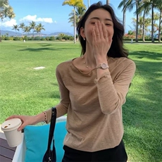 德国扬子纱！精纺18针纯色长袖T恤女夏季时尚防晒衫上衣，女装针织衫/毛衣，唯若美羊绒