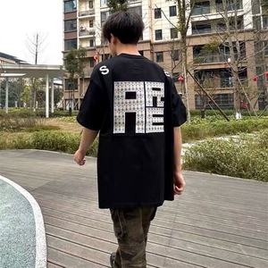 万针全刺绣工艺抖音得物高品质260克重磅纯棉双纱美式高街短袖T恤图片
