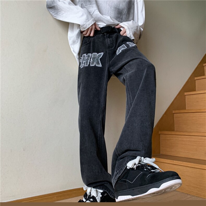 美式高街vibe复古水洗做旧牛仔裤男直筒裤子A061-W9980-P60控78,男装牛仔裤,电商A061-1