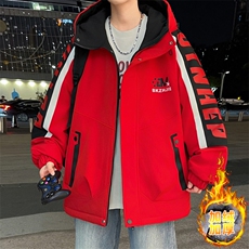加绒加厚连帽夹克男秋冬时尚潮流加厚棉衣男外套L8658-P87，男装夹克，星座310B-3