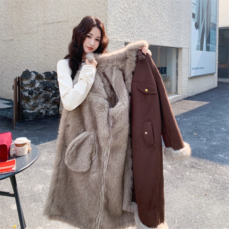 【新品】美拉德长款毛毛外套2C115-2373-P235-K348,女装棉衣/棉服,2C115