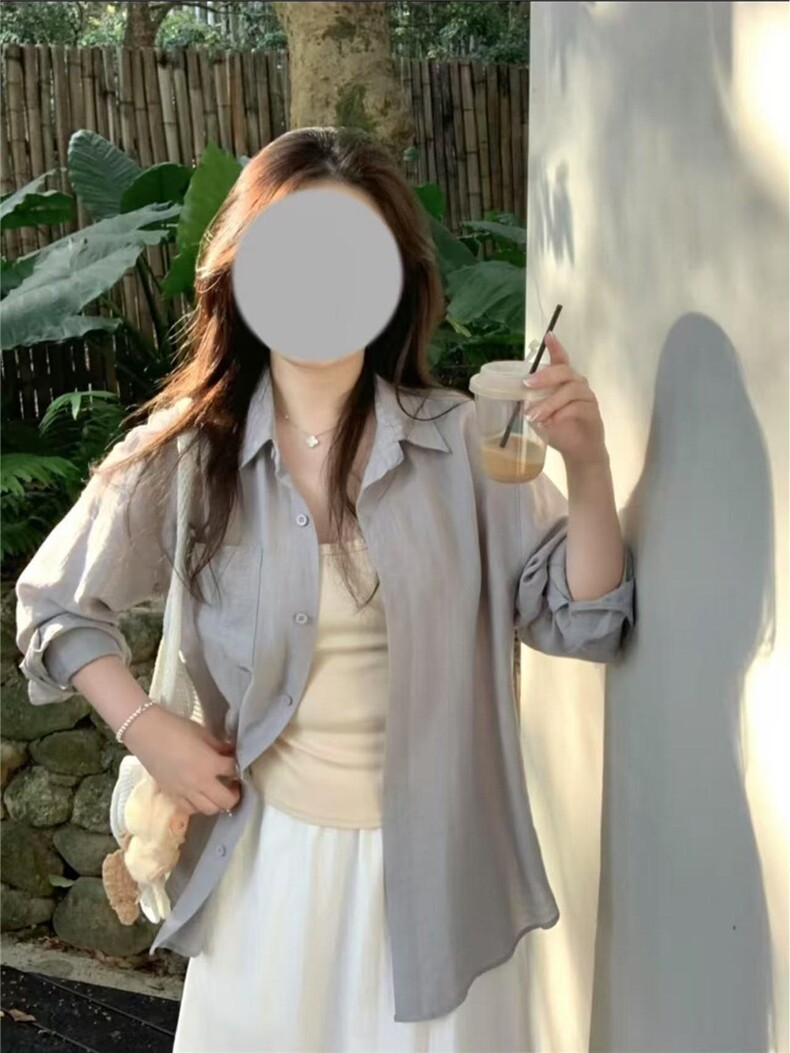 网图！宽松男女同款长袖衬衫纯色夏季透气-LK80104-特批35,男装衬衫,电商A061