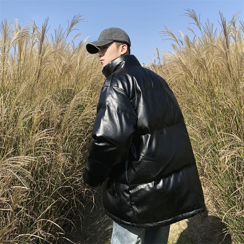 冬季pu皮衣棉服男短款外套加厚面包服韩版宽松立领棉衣棉袄潮,男装棉衣,星座813-2