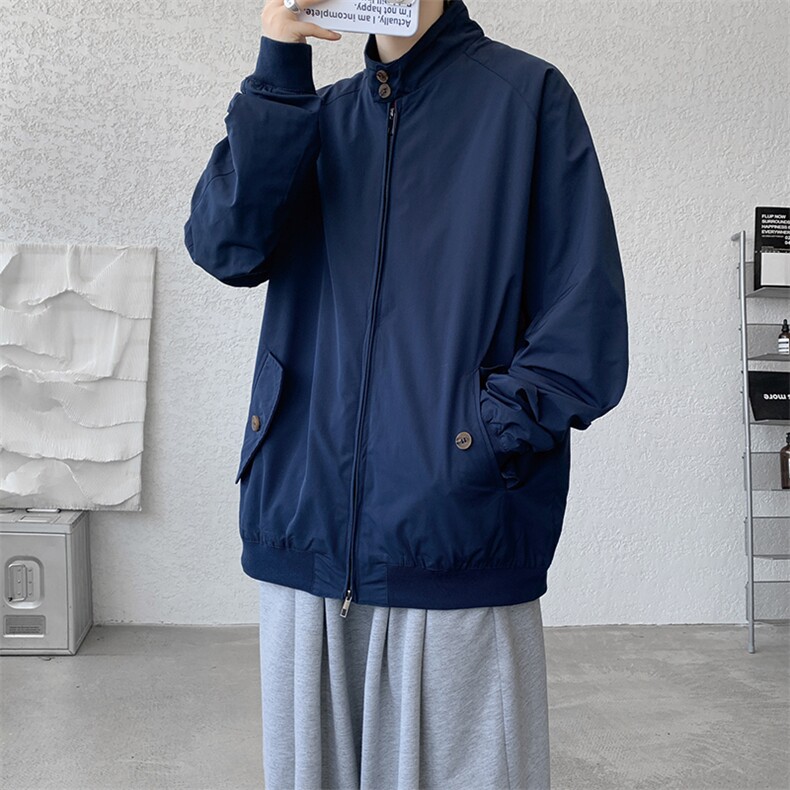 8XL-M美式复古棒球服外套男特大码潮牌双拉链立领夹克衫JK005P85,男装夹克,电商B312
