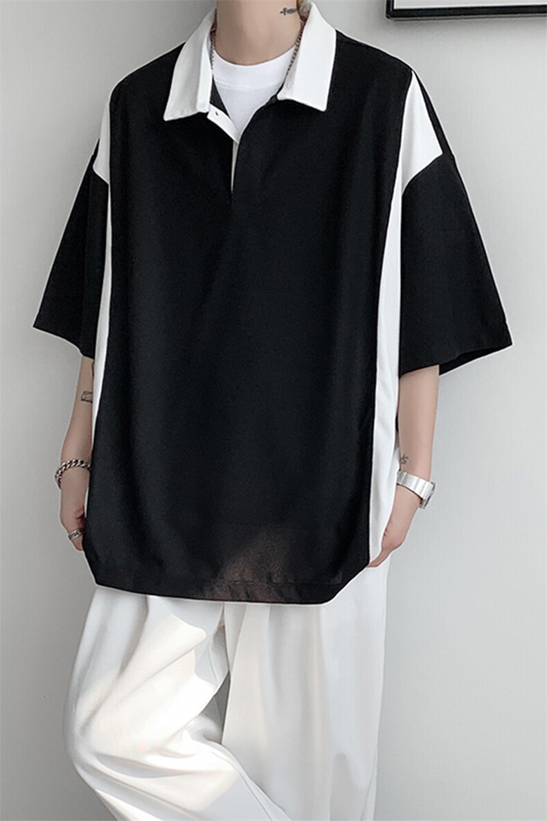 8XL-M拼接撞色短袖t恤男款夏季新款半袖POLO衫加肥加大码DT004P38,男装T恤,电商B312