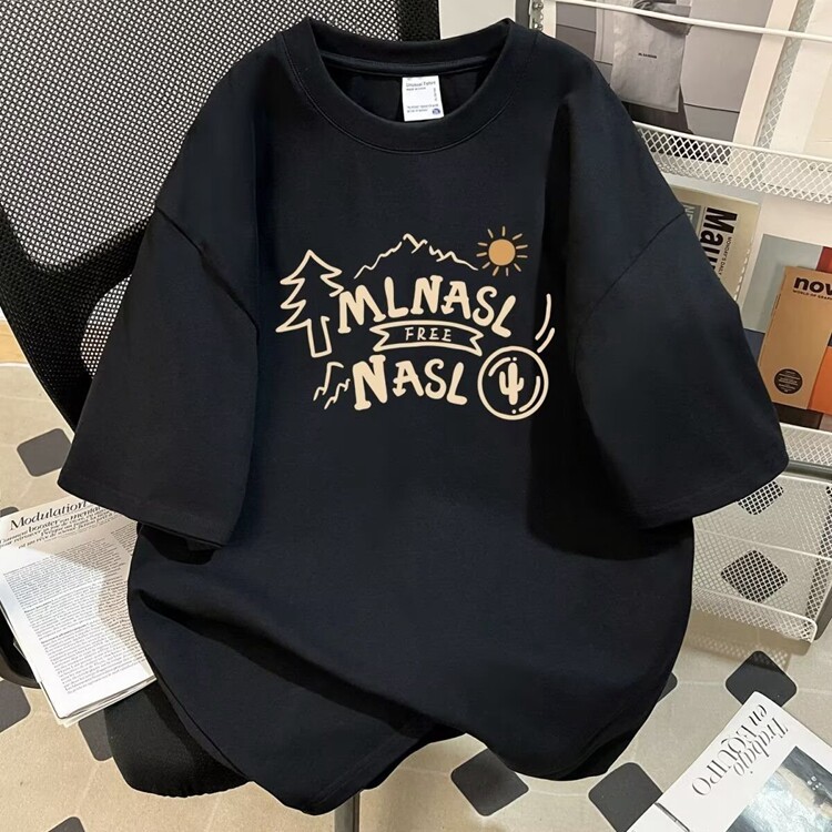 重磅纯棉短袖t恤男装黑色上衣服美式潮流全棉半袖圆领打底衫,男装T恤,星座218-8