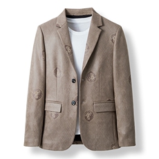 2023年新款商务休闲西服男士外套中年男装春秋季鹿皮绒西装上衣，男装西服，电商B212（原钱塘6029）