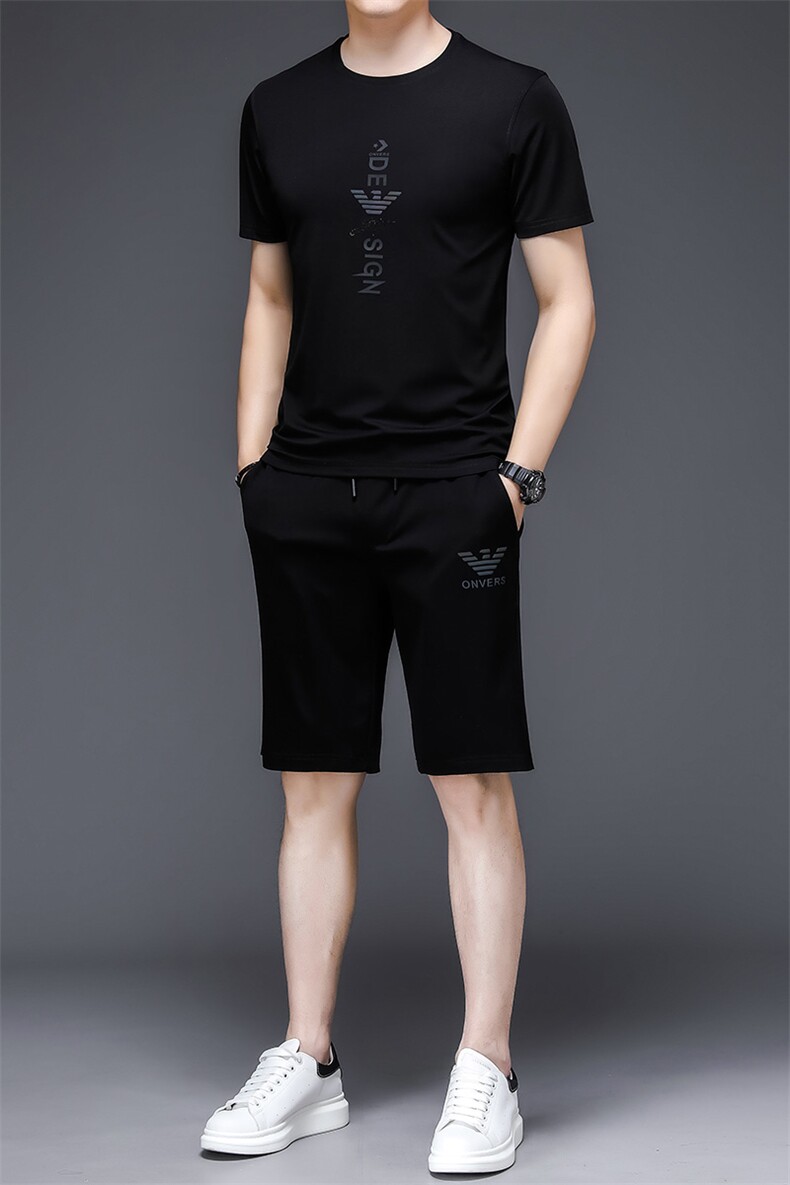 中年人运动服套装男士夏季新款商务休闲服中老年短袖圆领三件套男,男装休闲套装,电商B212（原钱塘6029）