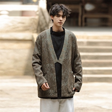 秋冬新品（将军）风蟒纹提花男女情款汉服道袍新中式开衫KS06，男装民族服装，星座305A（原312A-1）