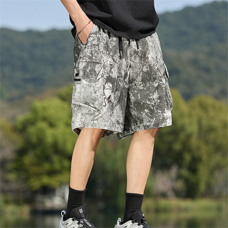 扎染宽松工装短裤男夏季新款外穿宽松休闲五分裤A406K320特P35,男装牛仔裤,星座309（原A406）
