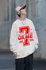 潮流大印花设计宽松圆领卫衣Y129常规版P38加绒版P58蓝色，男装卫衣，电商B219