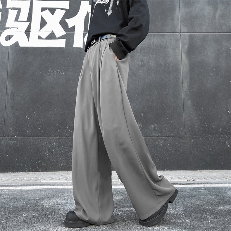 港风休闲西裤男韩版宽松坠感丝滑阔腿潮百搭X4301/P43,男装西裤,电商D202-1