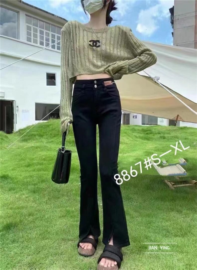 开叉弹力牛仔裤人手款，女装牛仔裤，简 影