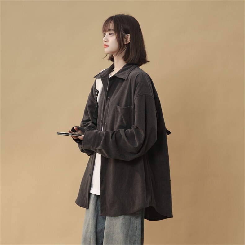 C206/P40春装新款美式复古灯芯绒长袖衬衫男士纯色衬衣男外套,男装衬衫,电商基地A050