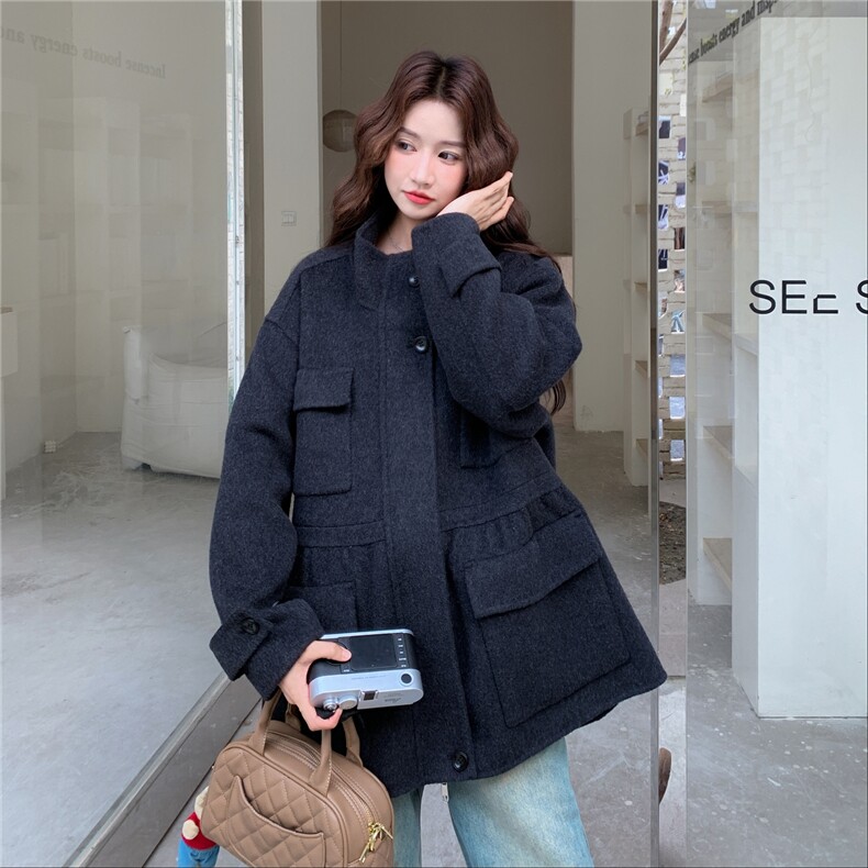 新款首上2C0281016P185K285重工毛呢外套,女装羊绒大衣,2C028