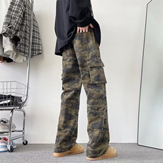 现货迷彩色男潮流工装大口袋个性2025春季新款ins长裤K4895-P53，男装休闲裤，星座412-3