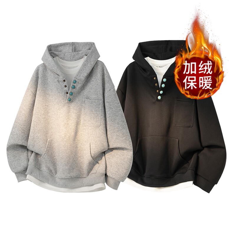 日系半拉链连帽卫衣男女套头宽松情侣鹿毛绒外套潮Y116,女装短外套,星座208-5