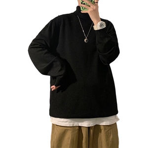 男高领打底衫纯色毛衣冬装潮青年双翻领针织衫大码A090MY02P55图片