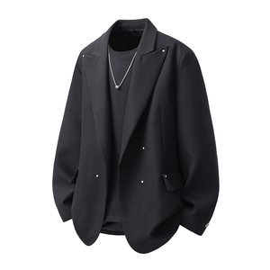 可二开戗驳领成分95%涤纶5%氨纶大码M-5XL西服男XF78304P85控139图片