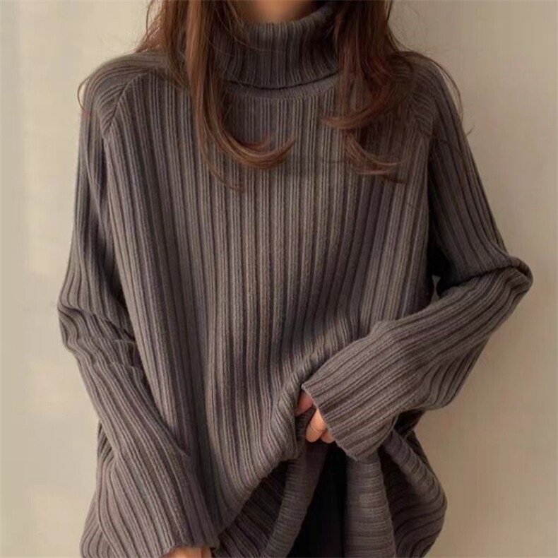 高领毛衣女洋气秋冬季宽松纯色简约堆堆领打底衫,女装羊毛衫,锦瑟羊绒