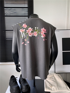 XZ809A/BXXX09/P35/控48 美式V领印花背心T恤图片