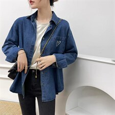 牛仔刺绣衬衫外套，必补单，女装衬衫，Y·Z 羽倬