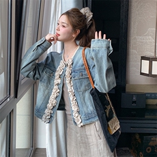 【现货】新款木耳花边牛仔外套2C301-8652-P145-K218，女装短外套，2C301