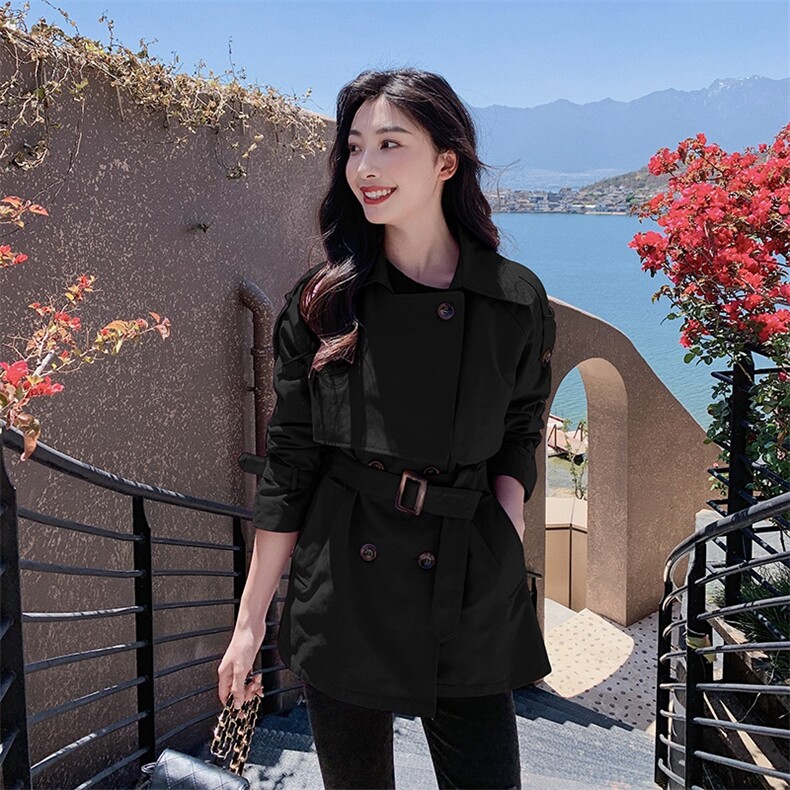 【正常发货】现货2023年春秋新款韩风潮流小个子风衣短外套女,女装风衣,艾乐芳