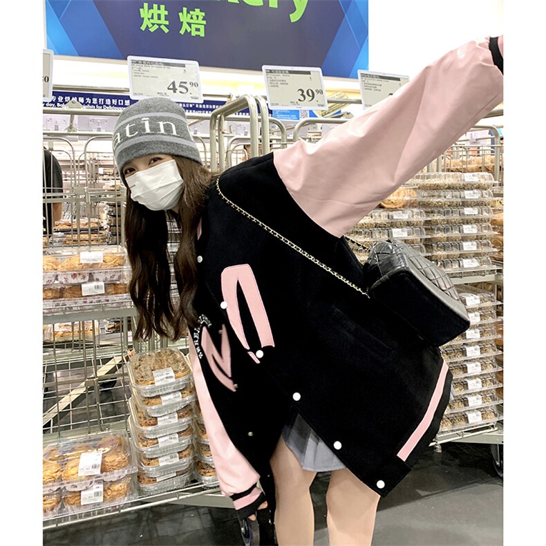 23年秋装新款美式棒球服撞色刺绣212A-8801-P140-198,女装短外套,浙宝212A