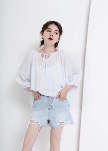 丝绵衬衣，女装，E·呀