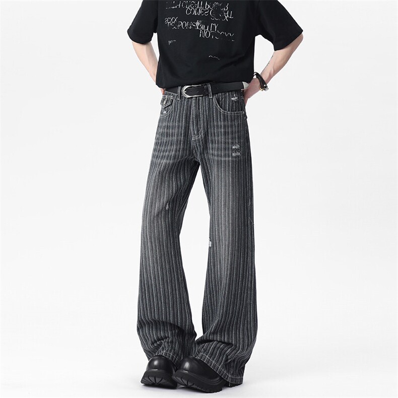 风格店微喇西服袋竖纹重工钉扣洗水牛仔裤,男装牛仔裤,电商C315