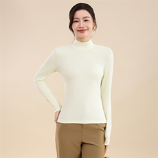 2025春季软糯精纺羊毛半高领打底衫女内搭洋气毛衣高级感中领上衣，女装针织衫/毛衣，羊秋羊绒