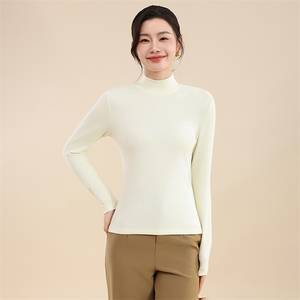 2025春季软糯精纺羊毛半高领打底衫女内搭洋气毛衣高级感中领上衣图片