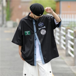 短袖衬衫男士夏冰丝日系潮牌帅气青少年休闲七分袖外套LS2021 P26图片