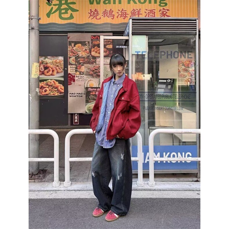 原宿巴恩风毛呢夹克日系流行百搭ins文艺潮流简约时尚慵懒新款,男装夹克,星座506A
