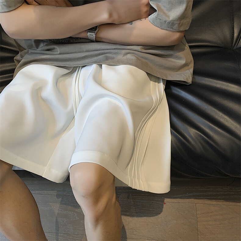 夏季新款冰丝凉感侧边拼条短裤宽松M~4XLXZ604-DK204-P35控48,男装牛仔裤,星座604