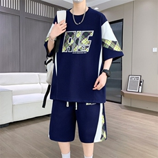 2025夏季新款痞帅时尚休闲宽松短袖t恤两件套潮A436-1120-P60，男装T恤，电商A436