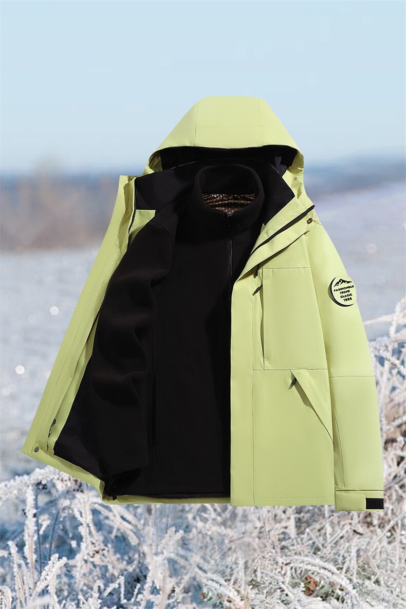 户外连帽男女新款三合一防风防水登山服软壳保暖外套H6188-P90,男装棉衣,星座1403A