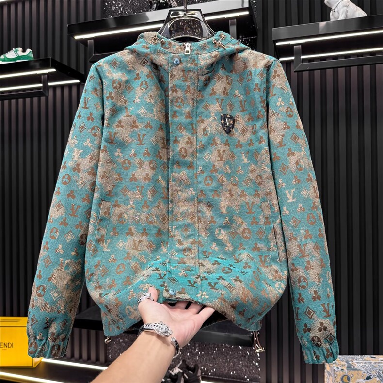 秋季日系怀旧腰果花撞色连帽夹克男宽松帅气潮流碎花外套HH15P82，男装夹克，星座1013-5