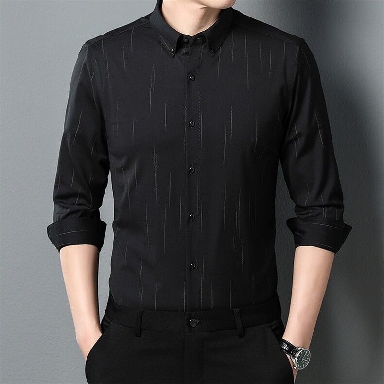 潮流衬衫纯色百搭上衣2024年翻领长袖宽松夏季POLO衫BSTN7396，男装Polo衫，钱塘6003（原4033）