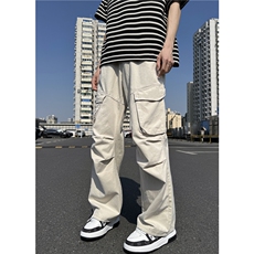 高质量！美式复古多口袋工装裤街头宽松褶皱XZ603-K777-特P65，男装休闲裤，星座603