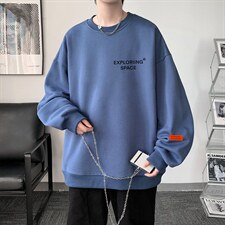 NASA圆领卫衣男大码加厚加绒长袖t恤男S6244-P28加绒款-P33，男装卫衣，电商A040