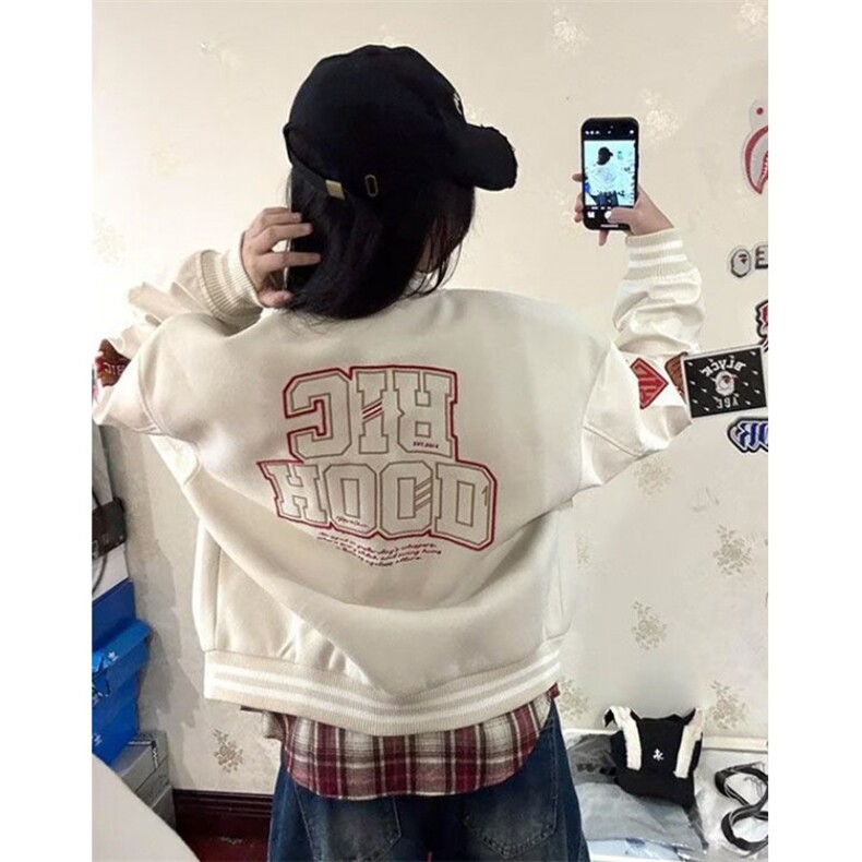 慵懒潮流气质刺绣拼皮棒球服原宿流行ins百搭简约JWT104，女装职业装，星座1116A（原606A-3）