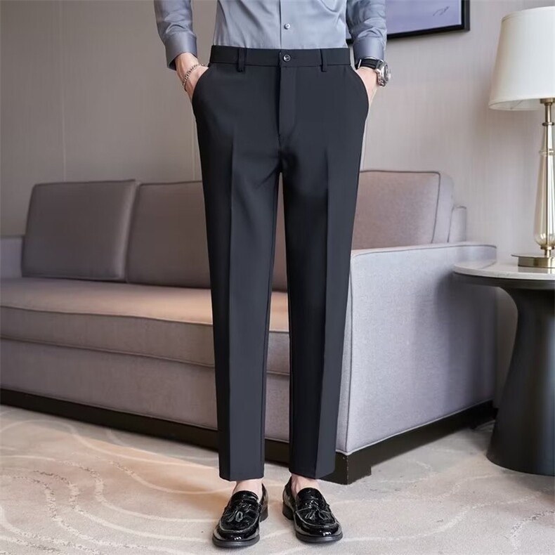 弹力西裤男士休闲九分裤子男修身直筒商务正装小西装长裤CK1,男装西裤,星座1116A-2（原606A-1）