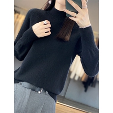 秋季长袖套头时尚修身显瘦内搭羊毛针织衫，女装羊毛衫，绒汀羊绒